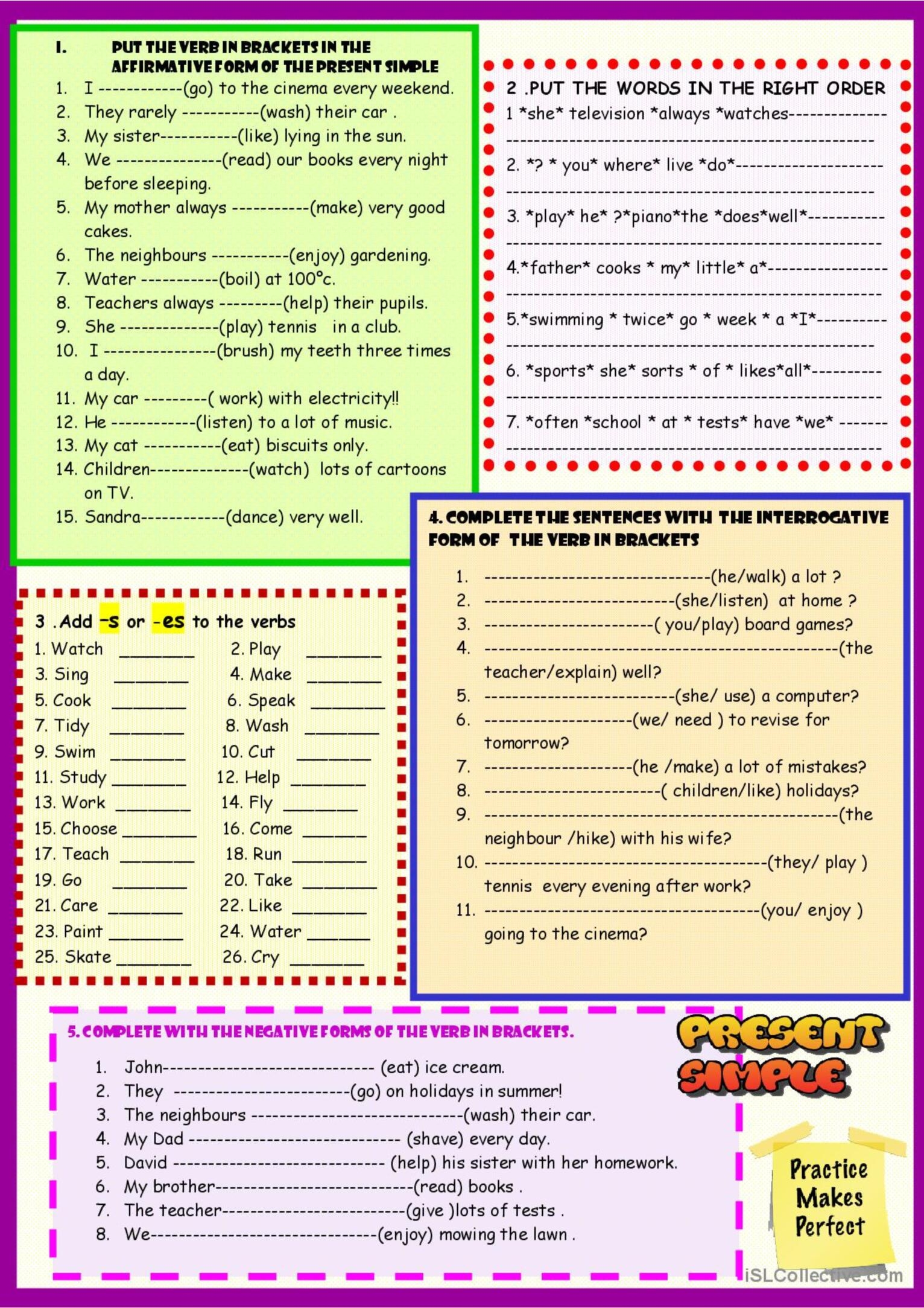 Grammar Exercises Present Simple