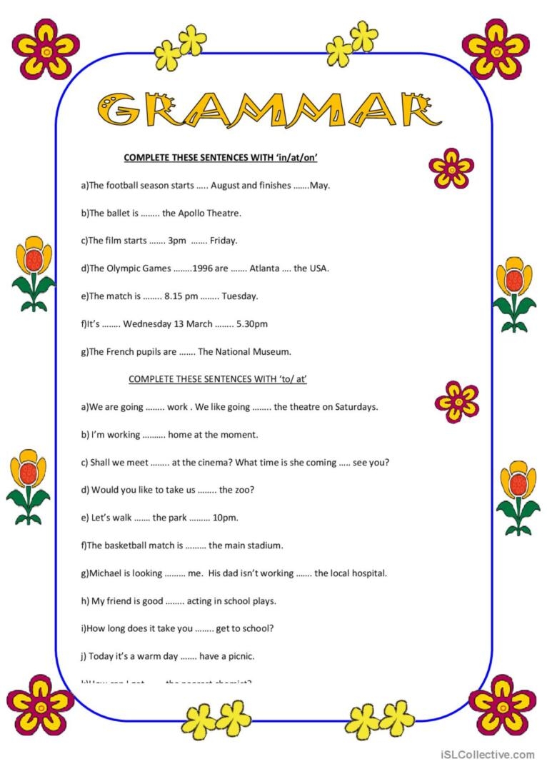 Grammar Exercises With Prepositions English ESL Worksheets Pdf Doc