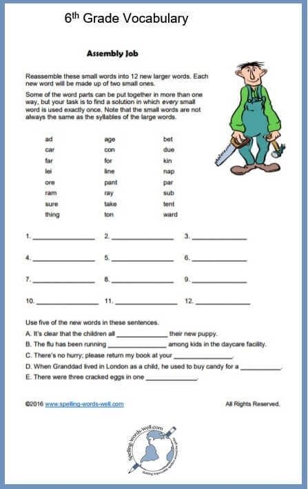 Grammar For 6th Graders Worksheets