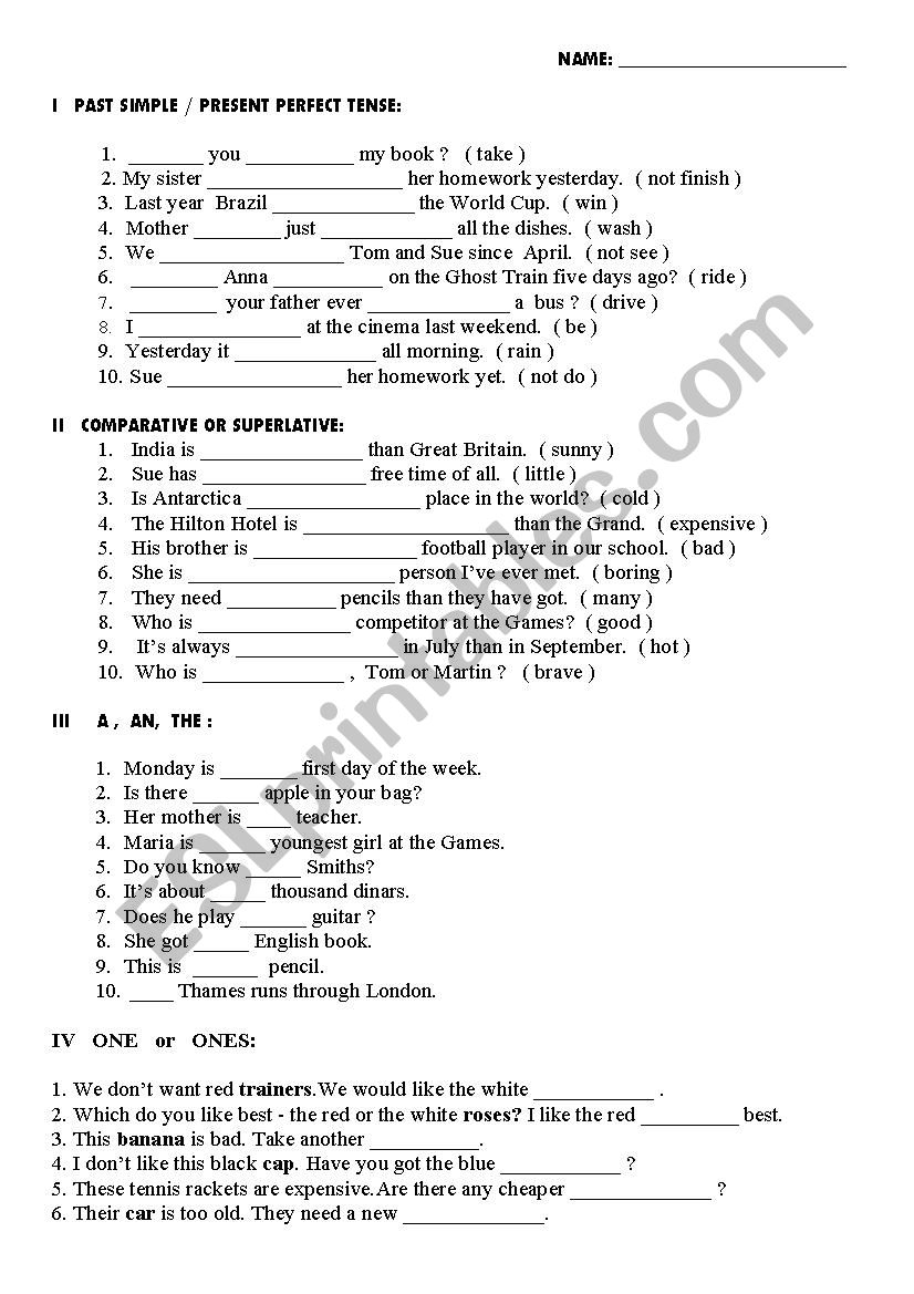 grammar test practice questions