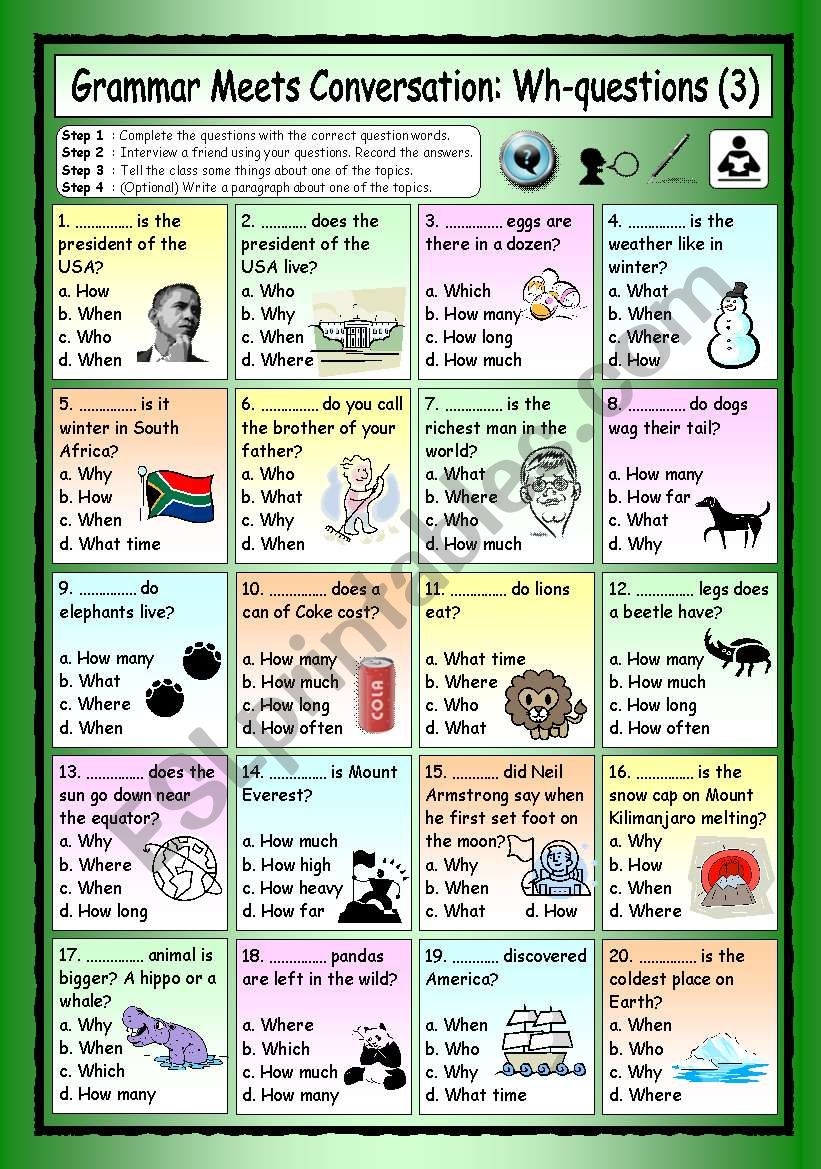 Grammar Meets Conversation Wh questions 3 General Knowledge ESL 