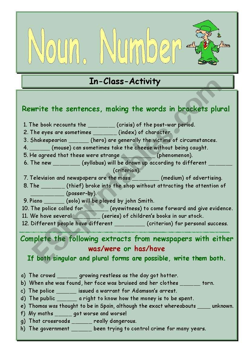 Grammar Noun Worksheet