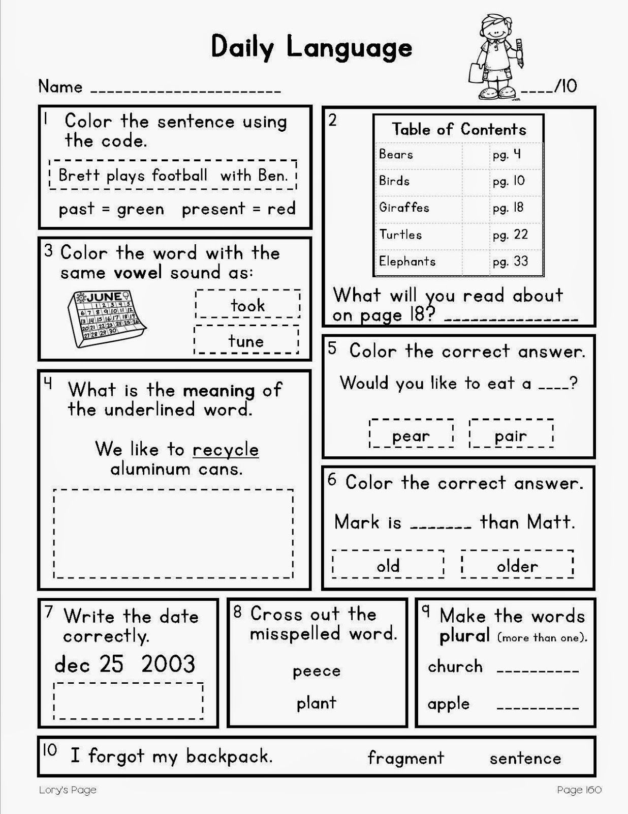 Grammar Practice 2nd Grade