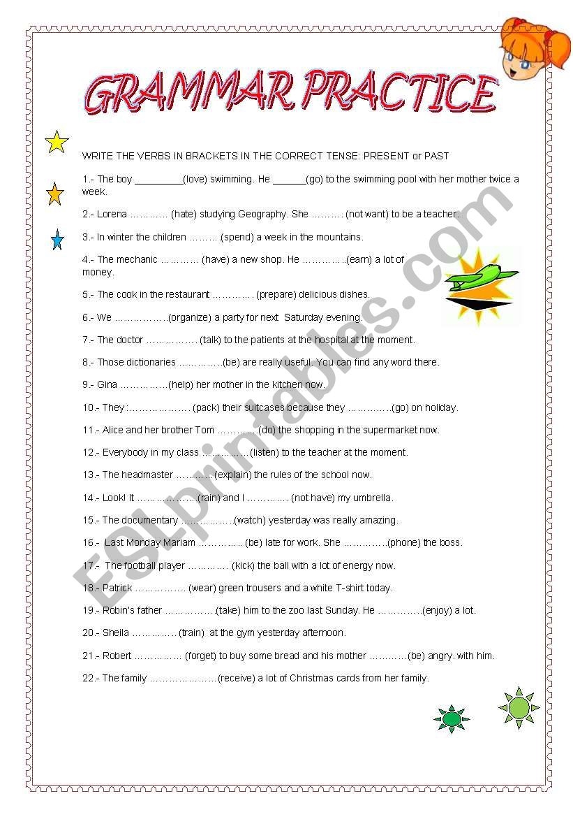 Grammar Practice Sheet