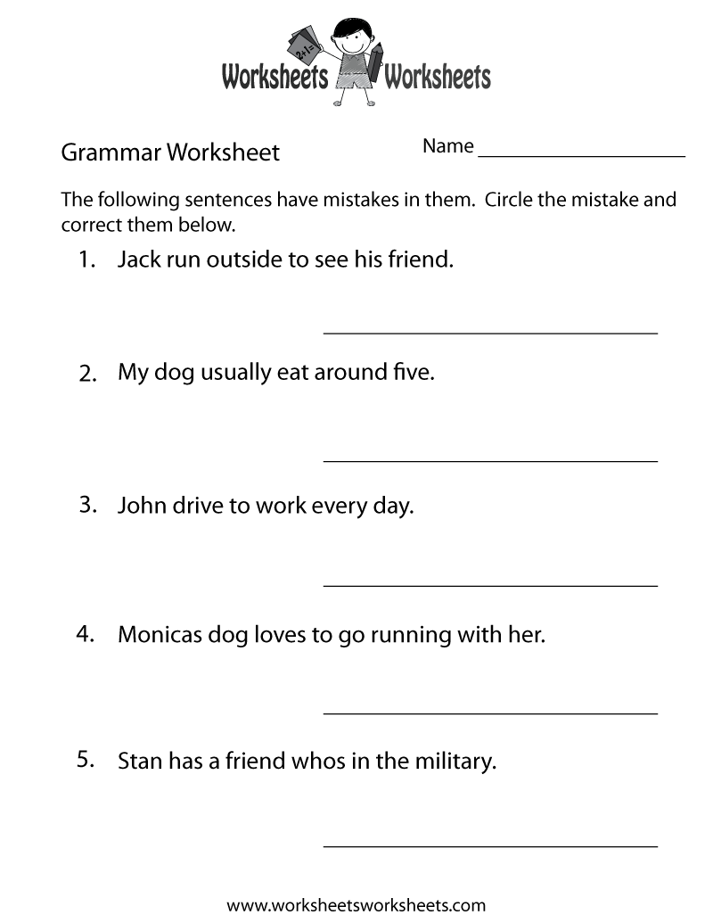 Grammar Practice Worksheet Free Printable Educational Worksheet