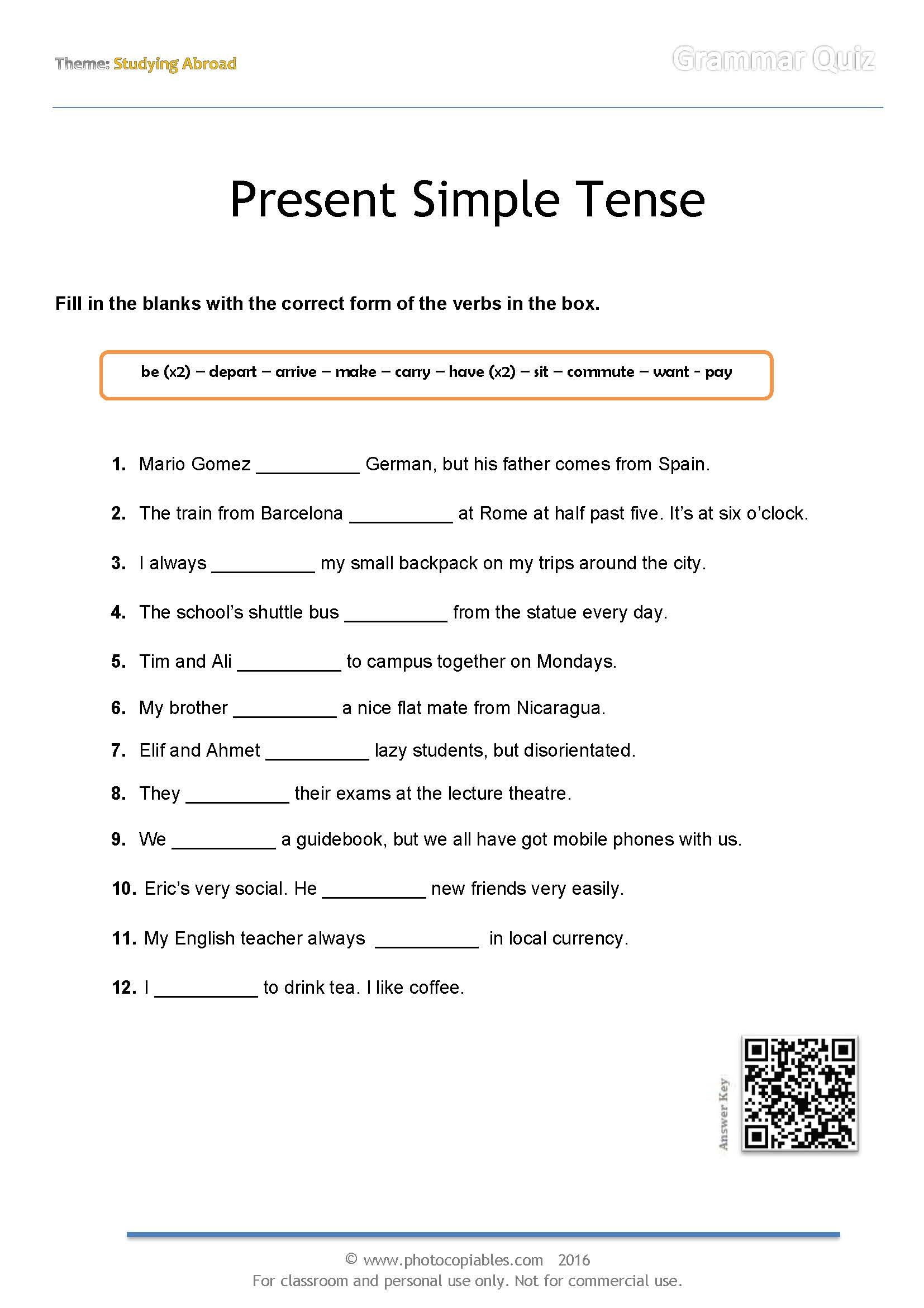 Grammar Quiz Present Simple Respostas LIBRAIN