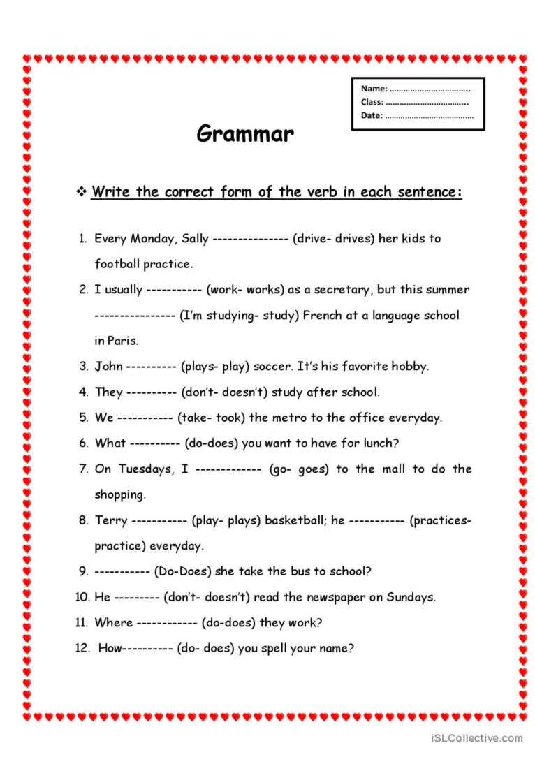Grammar Sheet General Gramma English ESL Worksheets Pdf Doc