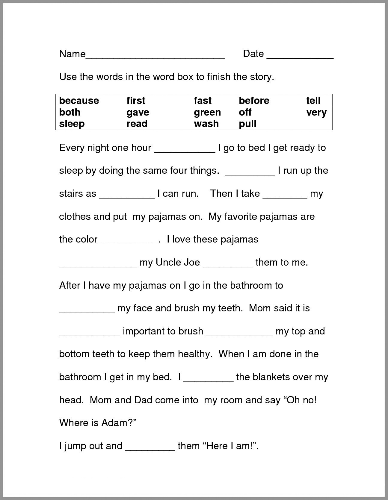 Grammar Sheets For 2nd Graders