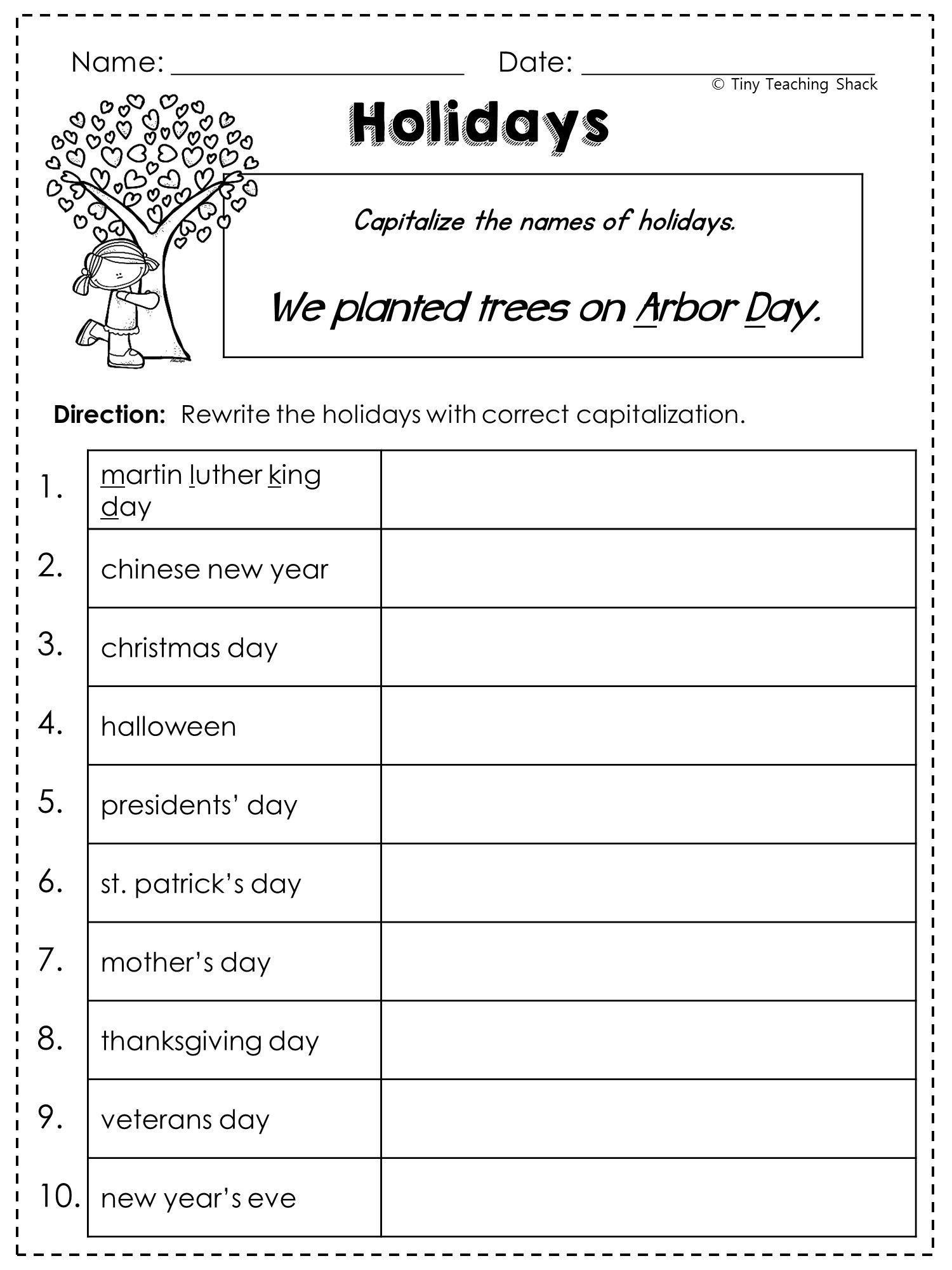 Grammar Sheets For Second Graders