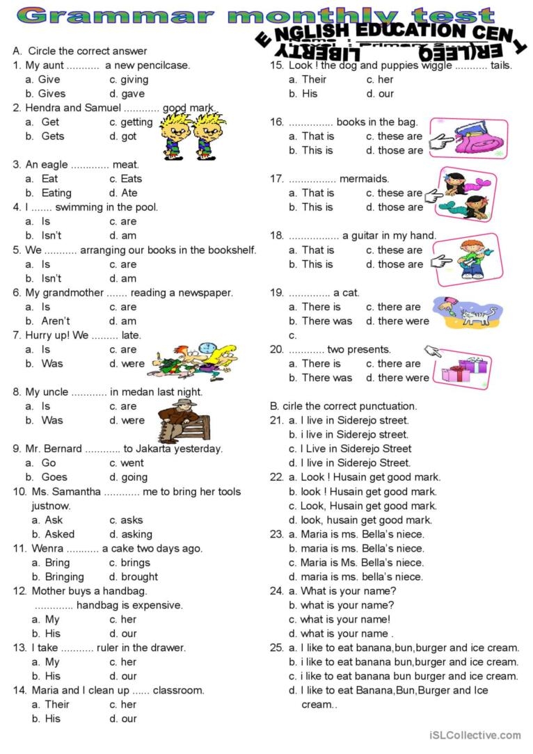 GRAMMAR TEST English ESL Worksheets Pdf Doc 48 OFF