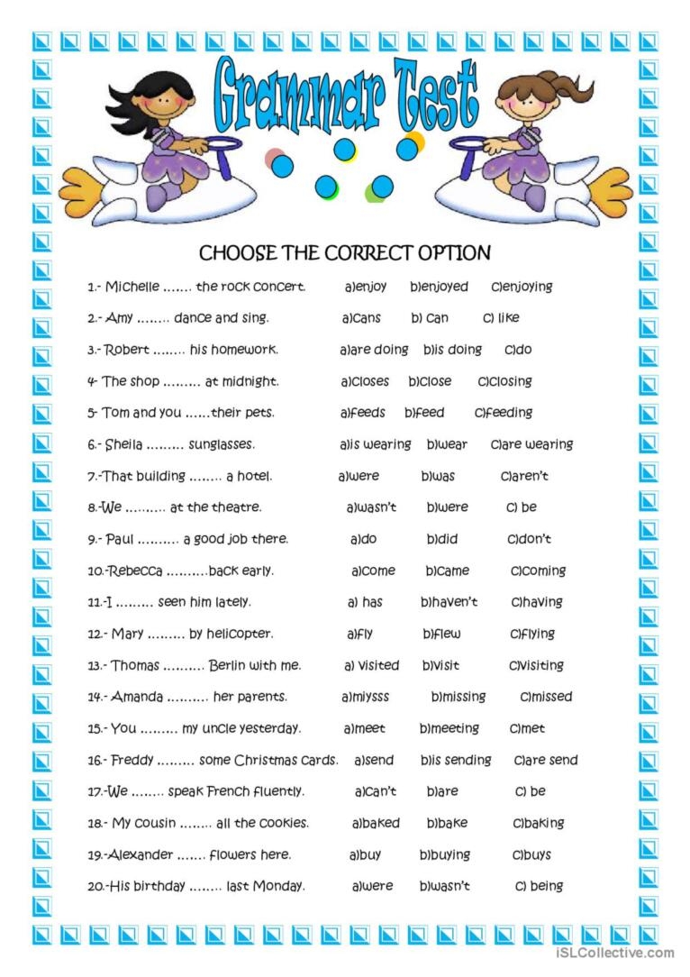 GRAMMAR TEST English ESL Worksheets Pdf Doc
