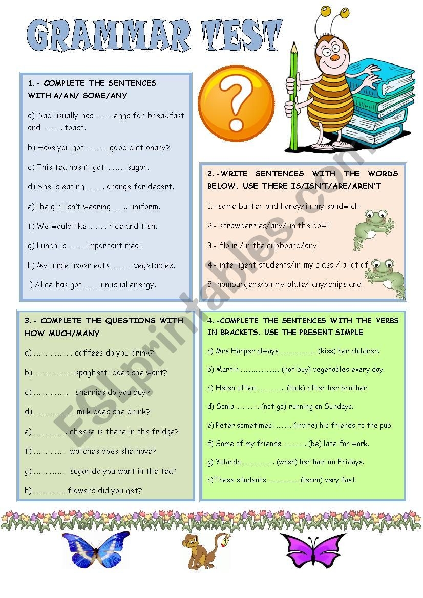 GRAMMAR TEST FOR BEGINNERS ESL Worksheet By Mariaah