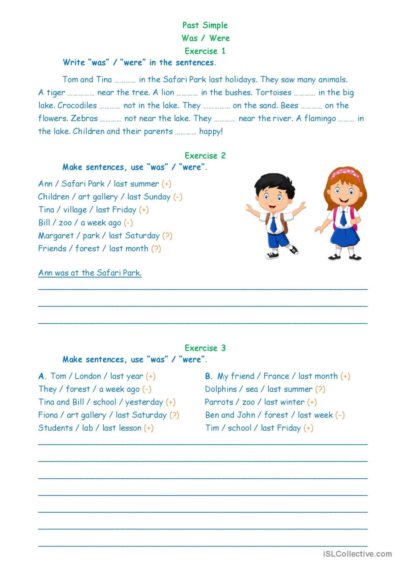 Grammar Was Were General Grammar English ESL Worksheets Pdf Doc