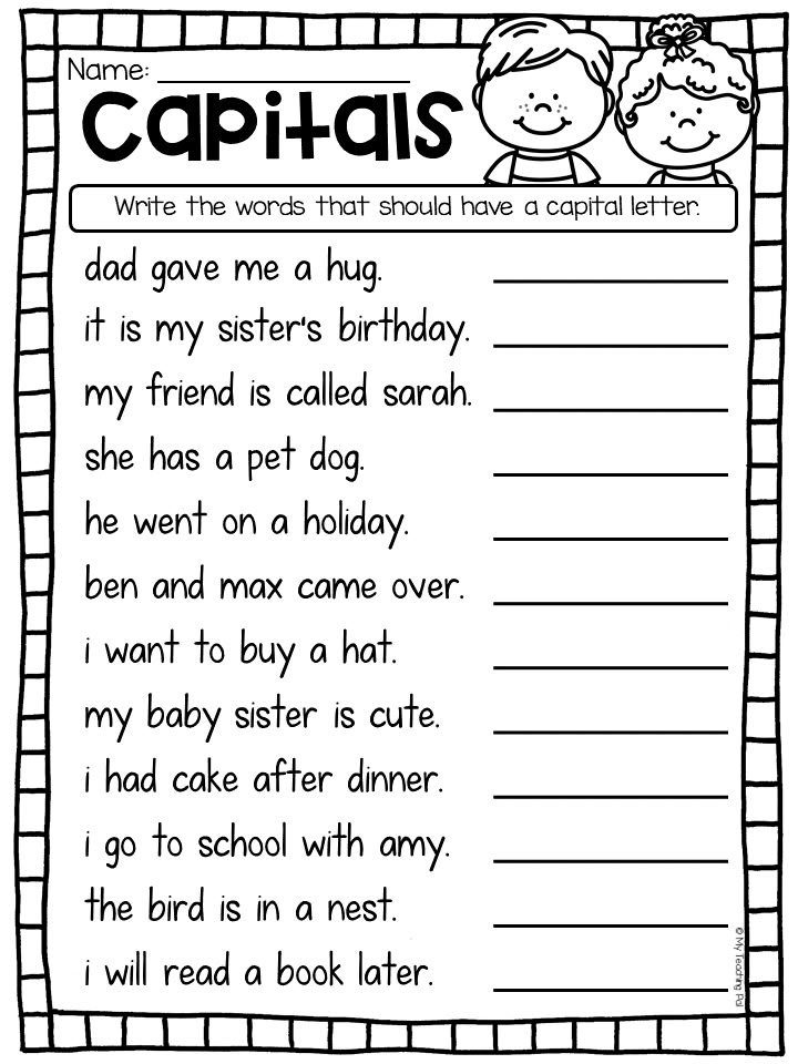 Grammar Worksheet For First Graders