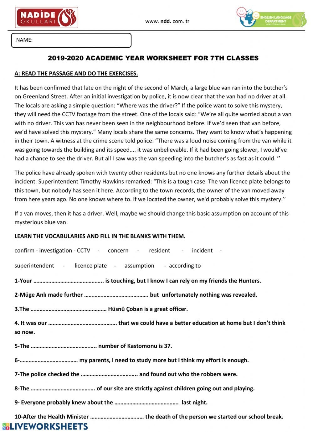 Grammar Worksheets For 7th Graders