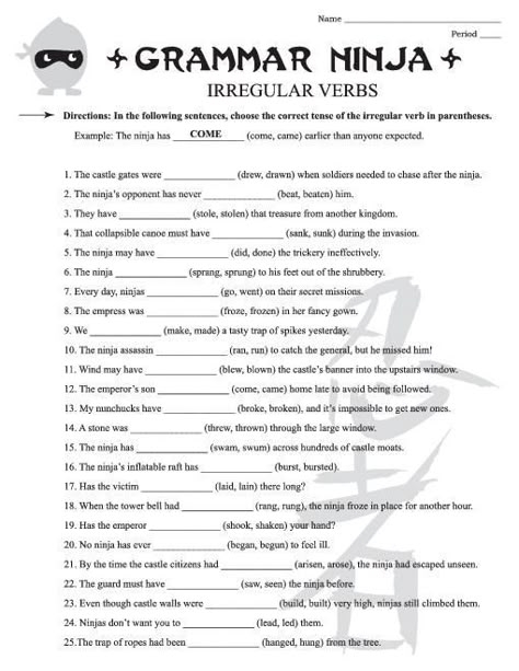 grammar worksheets for 7th graders