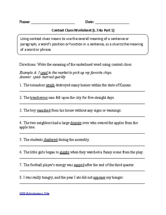 Grammar Worksheets For 7th Graders