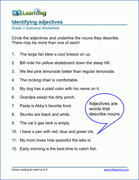 Grammar Worksheets For Grade 6