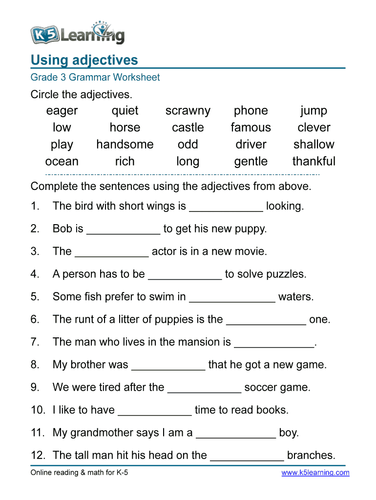 Grammar Worksheets Grade 3