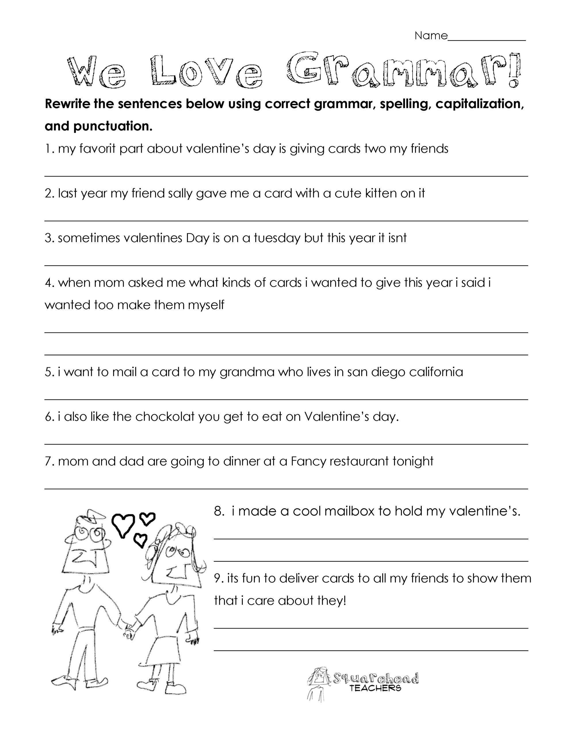 grammar worksheets printable free