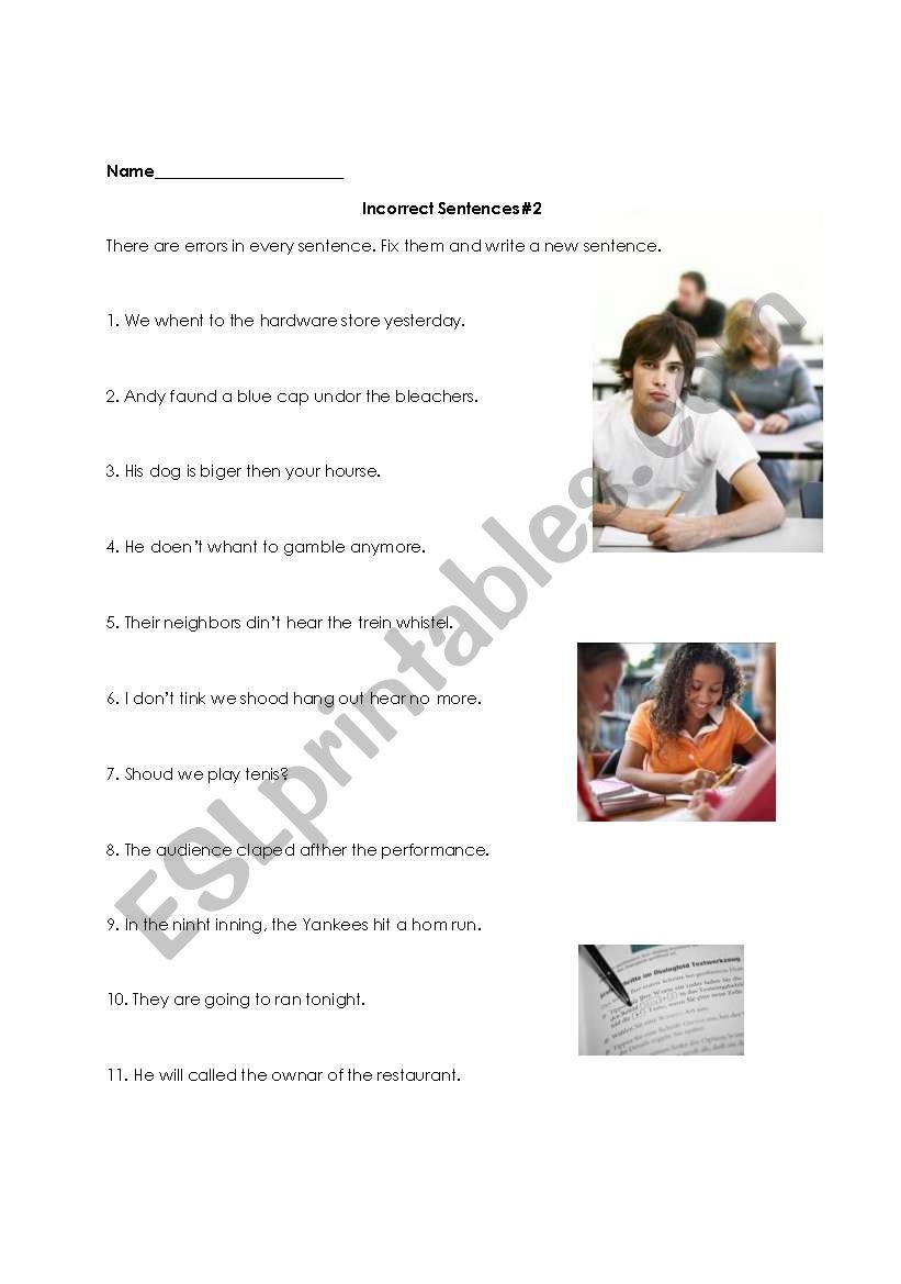 Grammatically Incorrect Sentences Worksheets Pdf Sentenceworksheets
