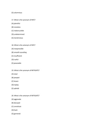 Gre Vocabulary Quizlet PDF