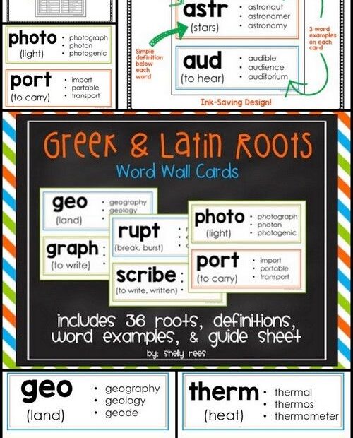 Greek And Latin Roots Word Wall Root Words Posters Latin Roots
