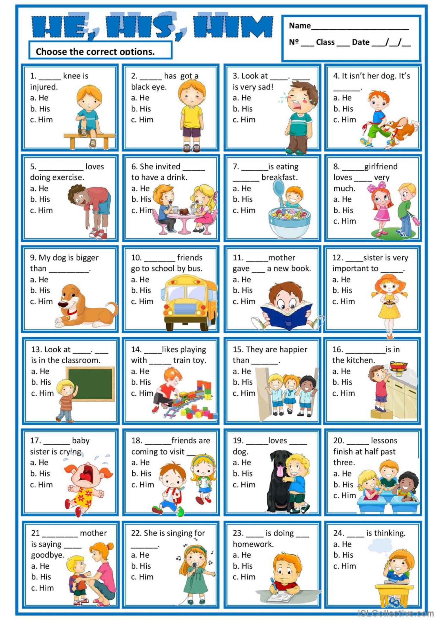 HE HIS HIM English ESL Worksheets Pdf Doc