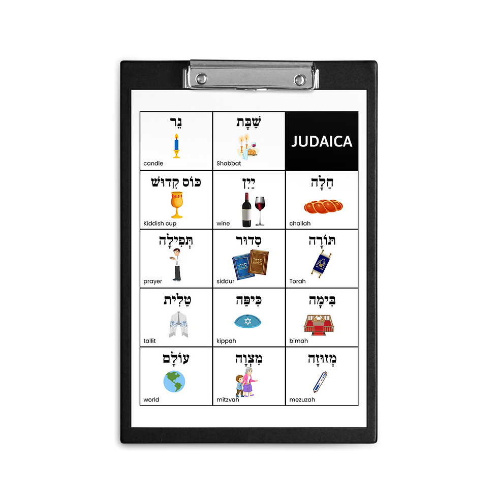 Hebrew Vocabulary Guide Jewish Ed Printables