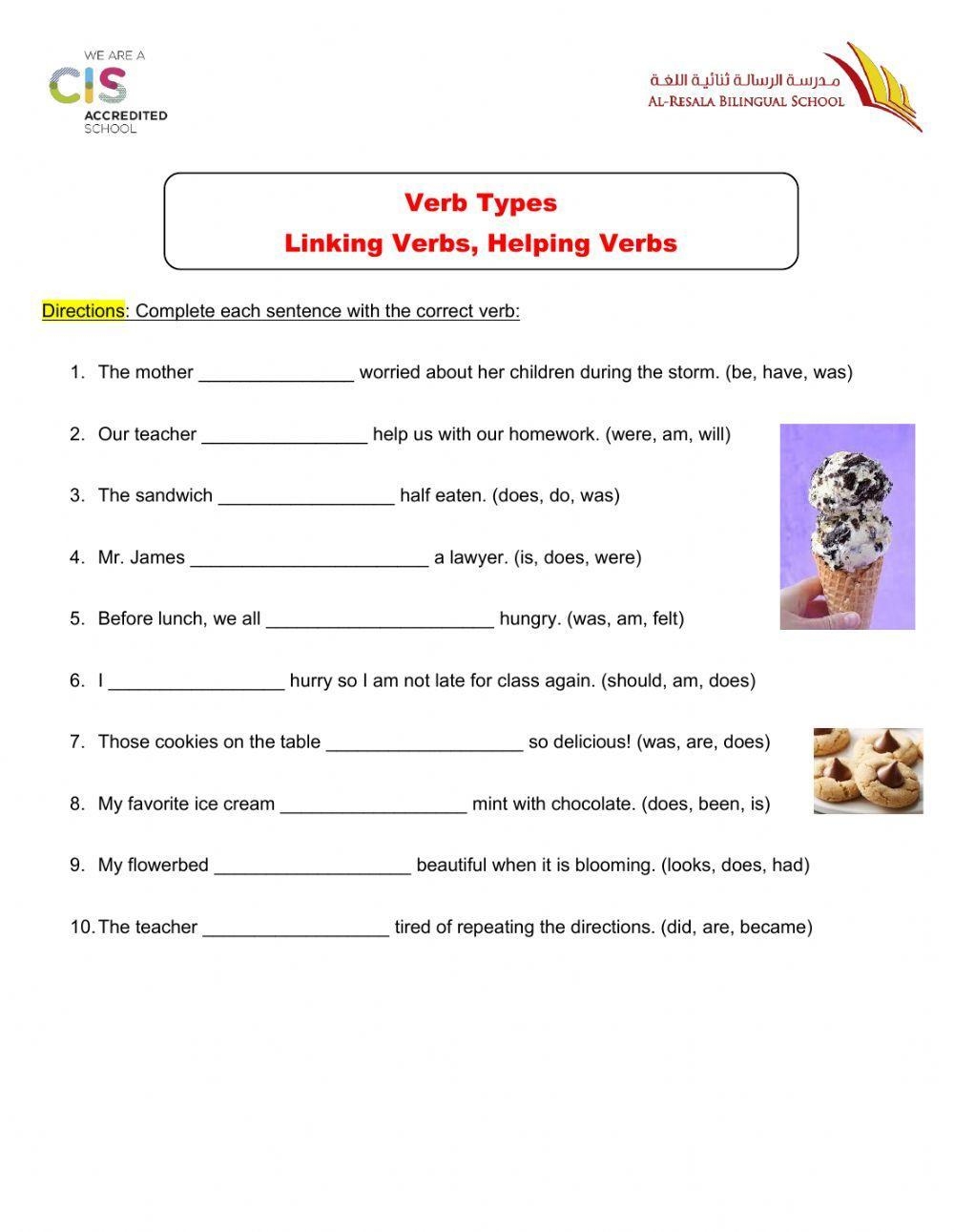 helping verbs worksheet