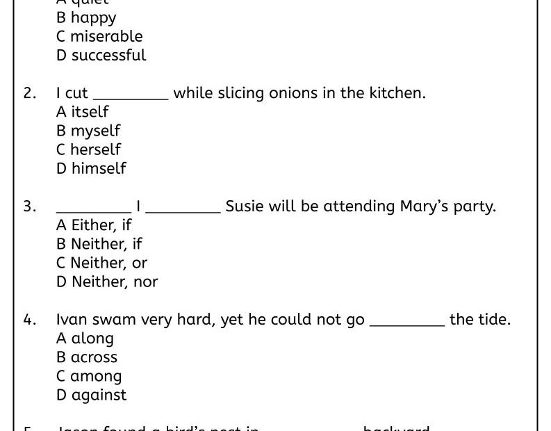 High School Grammar Practice Worksheet On Subordinate Clauses