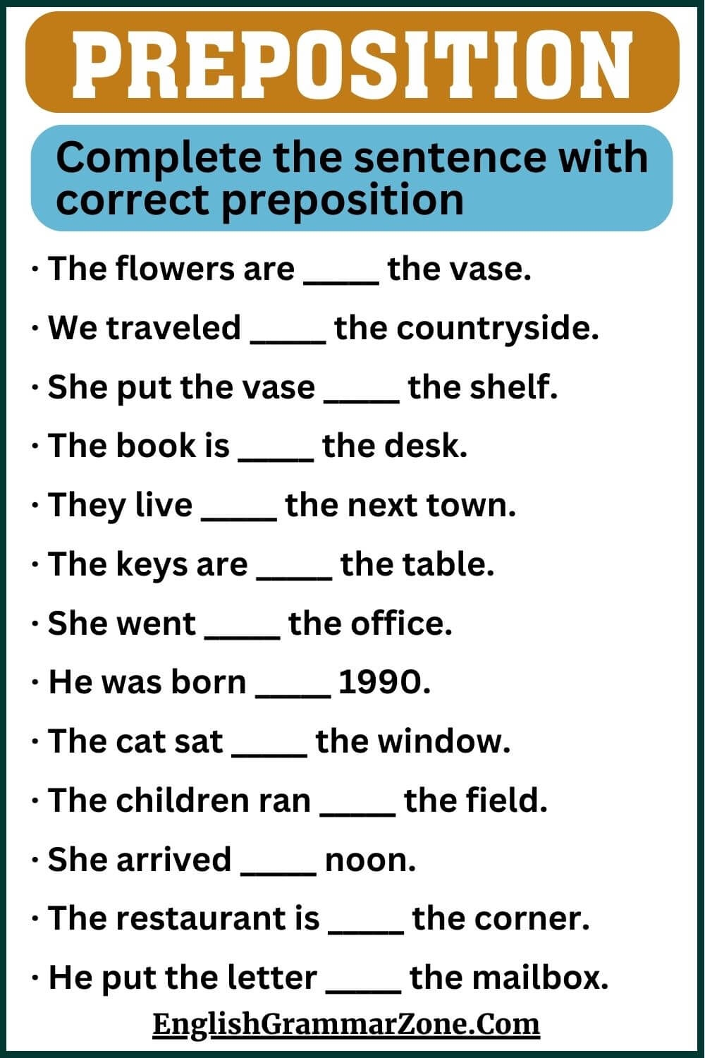 How To Use Preposition In English Grammar Exercises Infoupdate