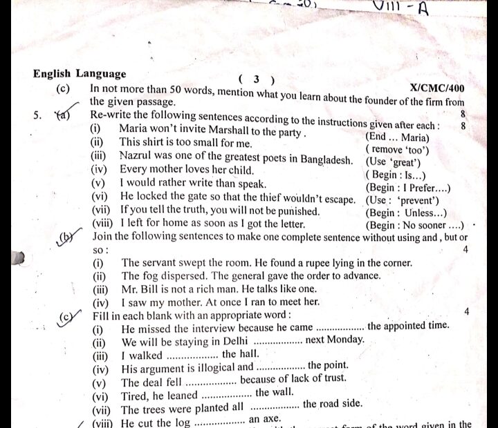 Icse Class 10 Grammar Practice Image To U