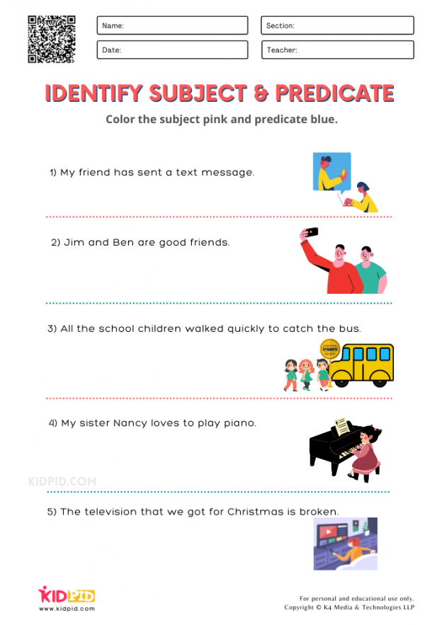 identify the subject and predicate