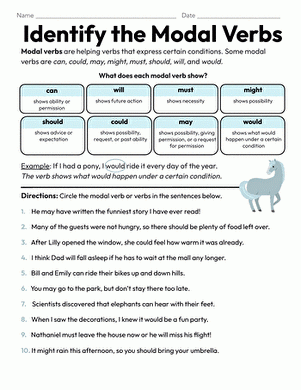 modal verb worksheet