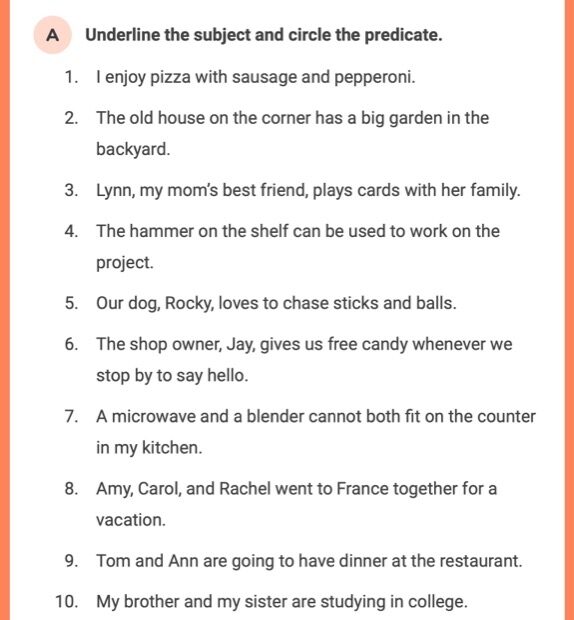 Identify The Subject And Predicate ELA Worksheets SplashLearn