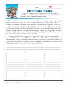 Identifying Nouns 1st Grade Noun Worksheet Worksheets Library