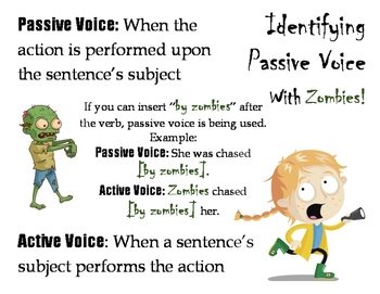 Identifying Passive Voice WITH ZOMBIES By Storyfabric TPT