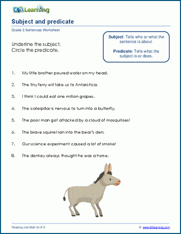 Identifying Subjects And Predicates Worksheets Worksheets Samples My 
