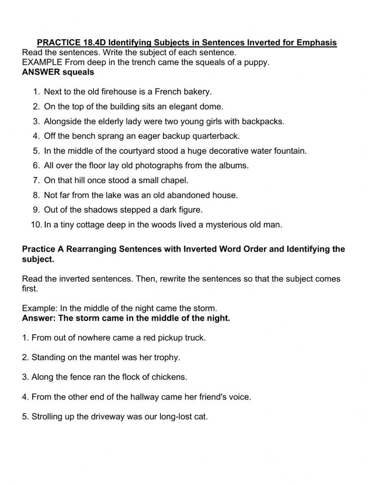 examples of subjects in sentences