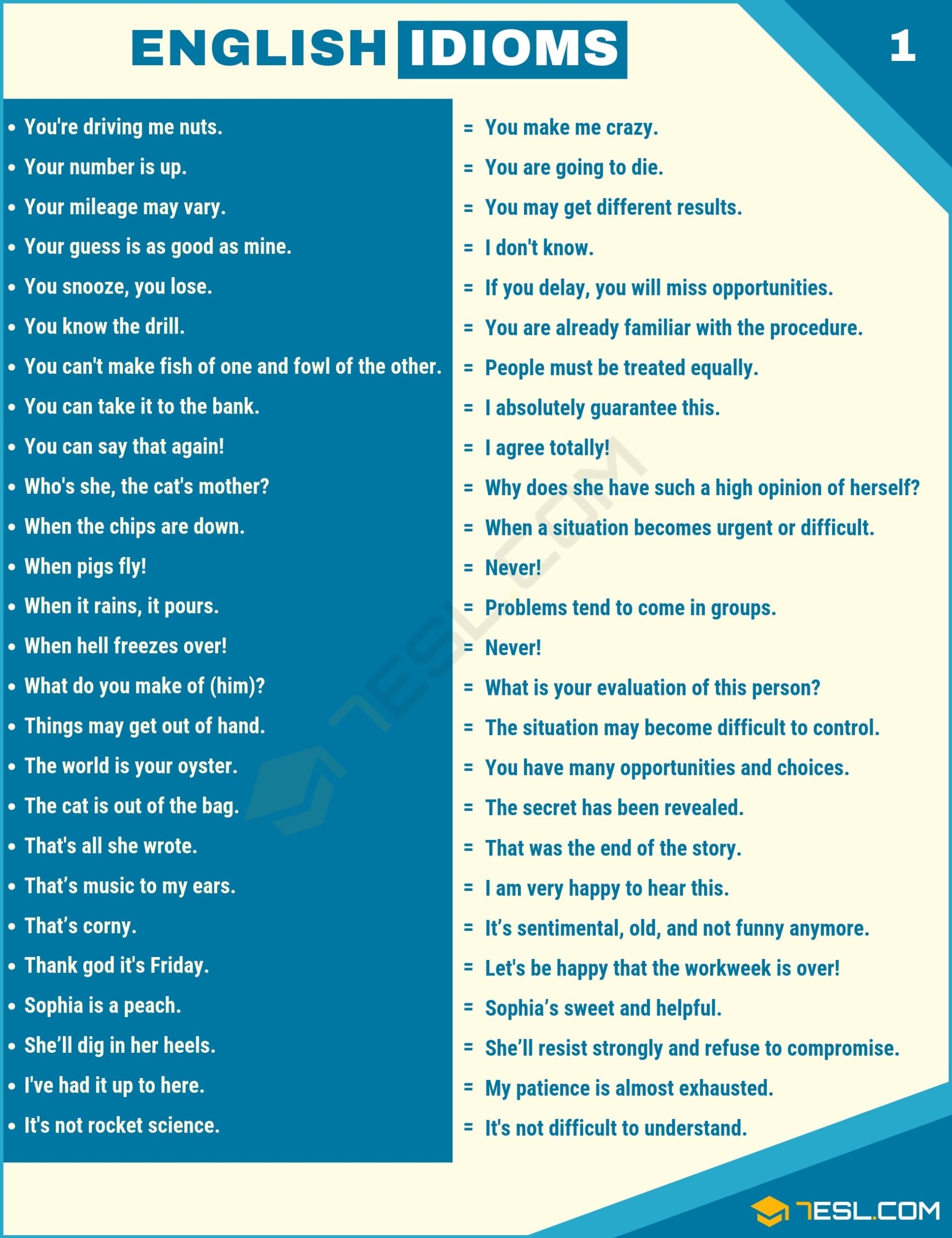 Idiom Examples 300 Popular Examples Of Idioms In English 7ESL