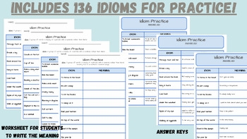 IDIOM Practice 136 IDIOMS And Their Definitions By Simply Savvy Speechie