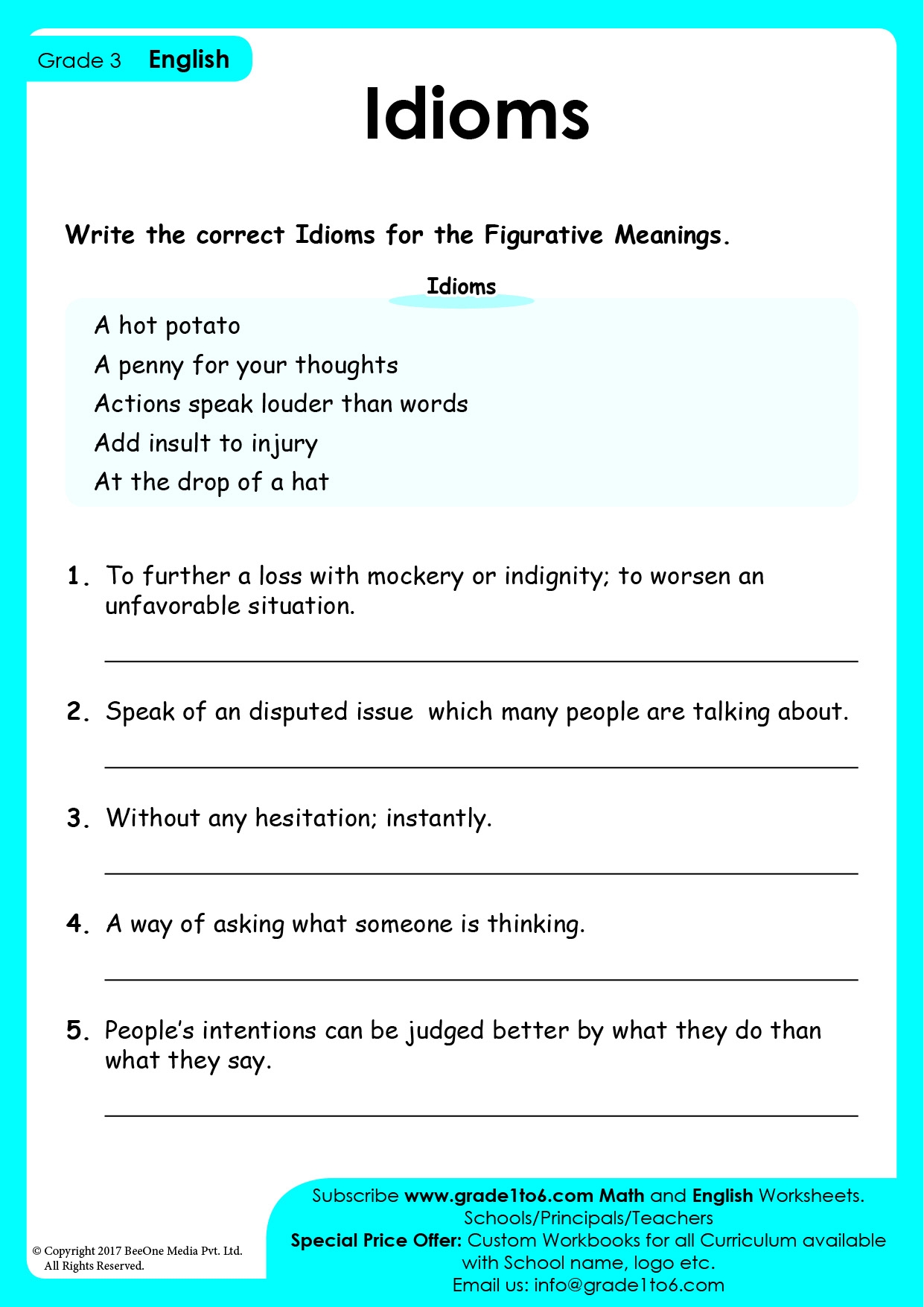 Idiom Worksheet Worksheets Library