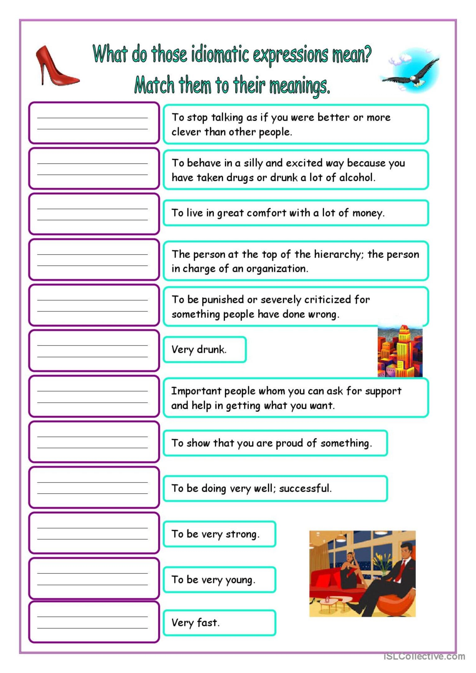 Idiomatic Expressions English ESL Worksheets Pdf Doc