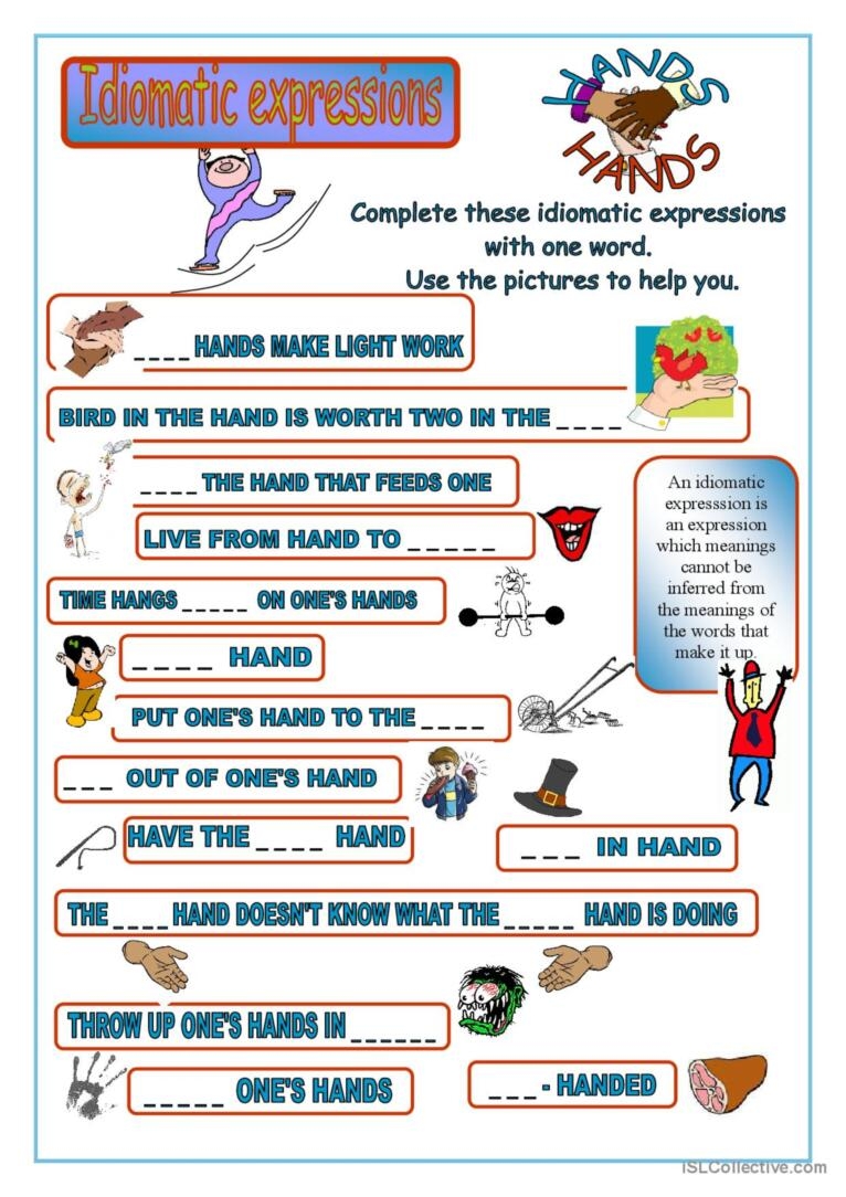 Idiomatic Expressions English ESL Worksheets Pdf Doc