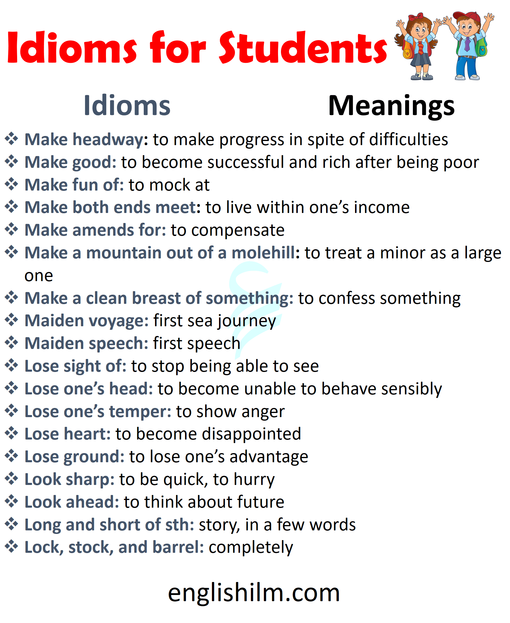idioms examples for students idioms examples for students