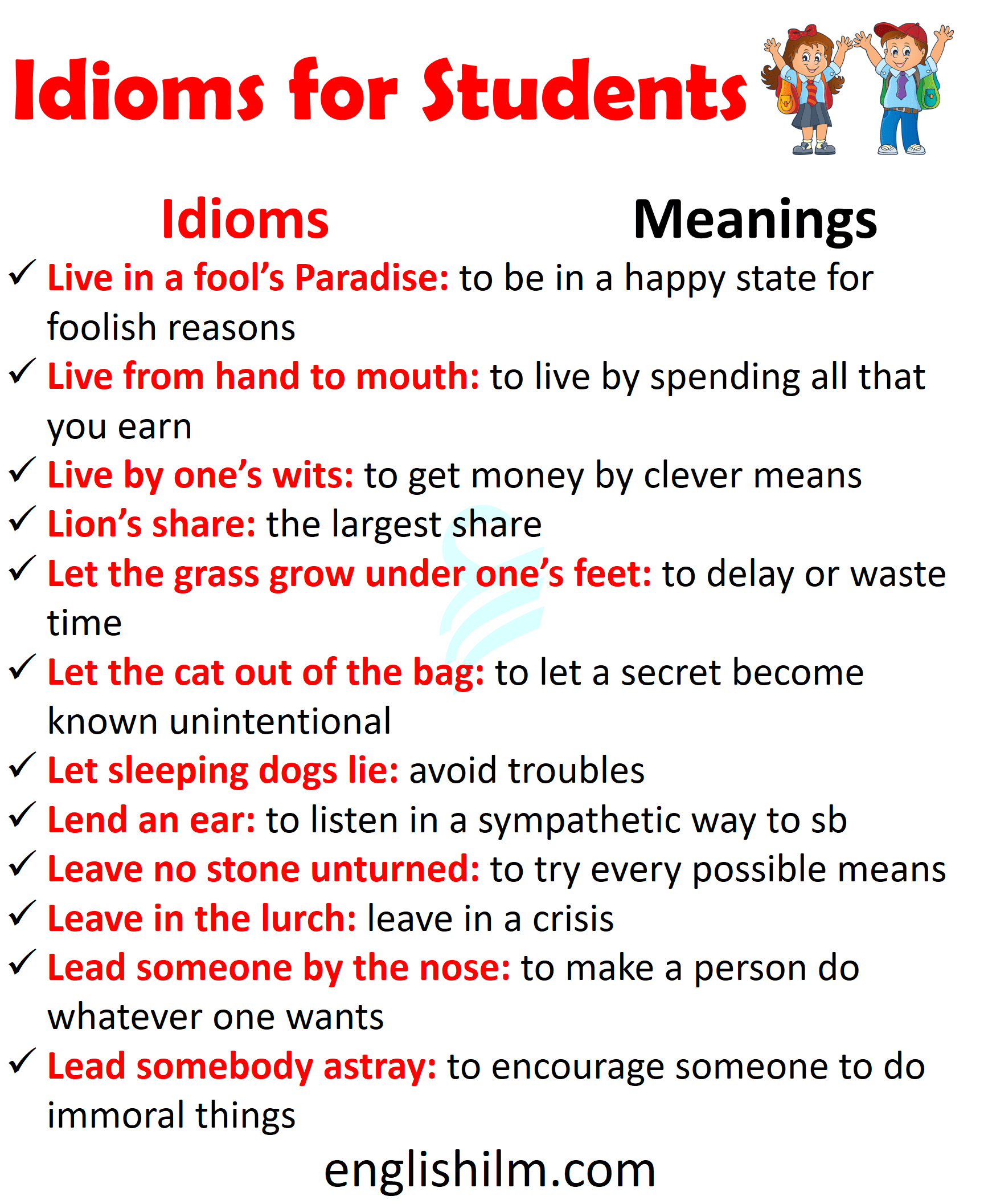 Idioms For Students With Meanings Examples Phrases Artofit