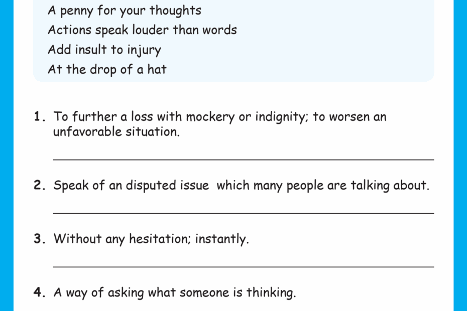 Idioms Matching Activity For 3rd 5th Grade teacher Made Worksheets