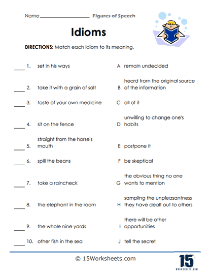 Idioms Worksheets 15 Worksheets Worksheets Library