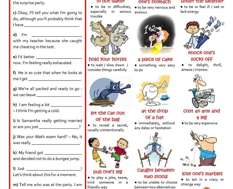 Idioms Worksheets Kids